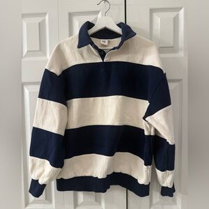 Navy & White Striped Thick Cotton Sweatshirt